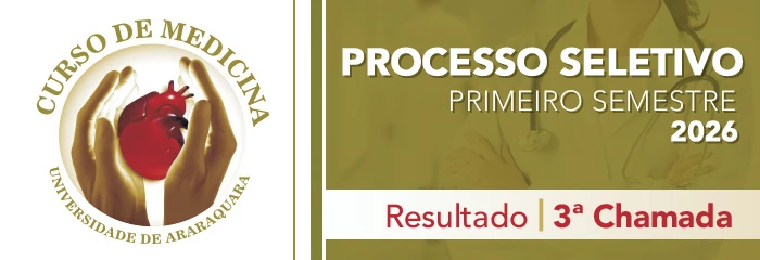 Banner de divulgao do Resultado do Processo Seletivo Medicina Primeiro Semestre 2026 - 3 Chamada